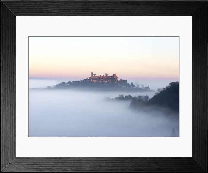 Framed Print : Hilltop village of Turenne surrounded by mist, Correze; Nouvelle-Aquitaine; France Framed Print : Hilltop village of Turenne surrounded by mist, Correze; Nouvelle-Aquitaine; France