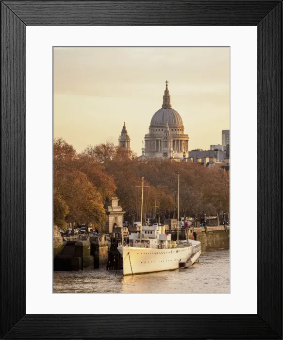 Framed Print : River Thames and St Pauls Cathedral at sunrise, London, England, United Kingdom