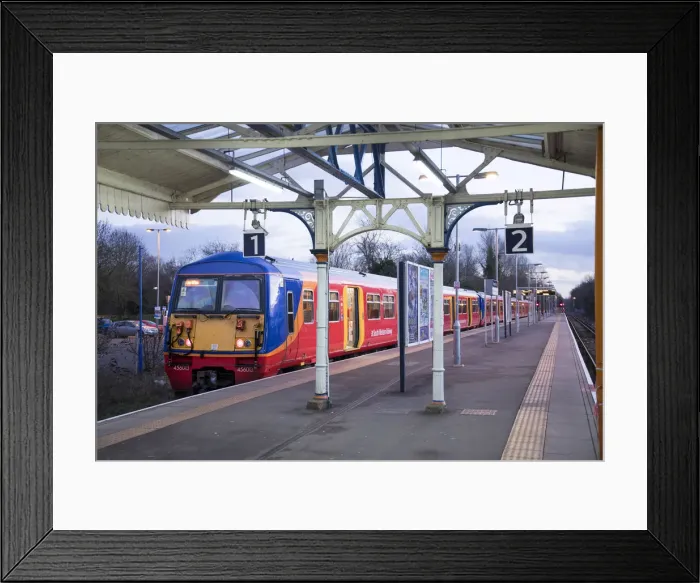 Framed Print : Great Britain, England, London, Southwestern railway train at platform 1 on Hampton Framed Print : Great Britain, England, London, Southwestern railway train at platform 1 on Hampton