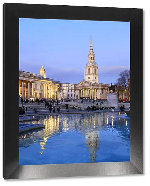 National Gallery and St. Martin in the Fields church reflected in the Edwin Lutyens