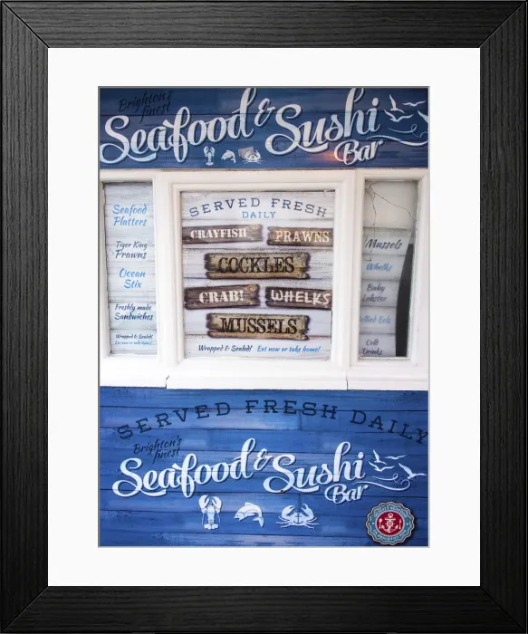 Framed Print : Freshly caught seafood on sale, Brighton, East Sussex, England Framed Print : Freshly caught seafood on sale, Brighton, East Sussex, England