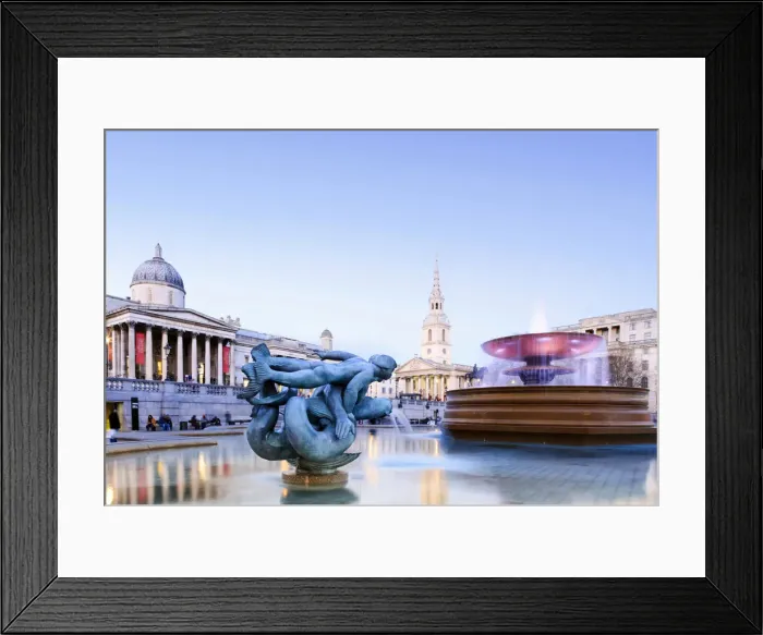 Framed Print : The Edwin Lutyens fountain, National Gallery and St Framed Print : The Edwin Lutyens fountain, National Gallery and St