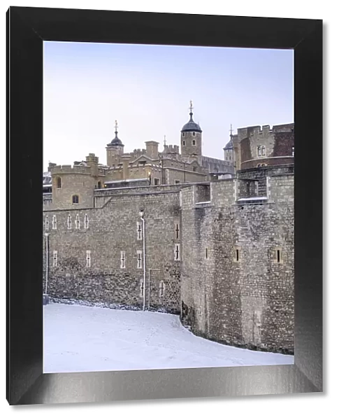 United Kingdom, England, London, View of the castle walls of the Tower of London Unesco