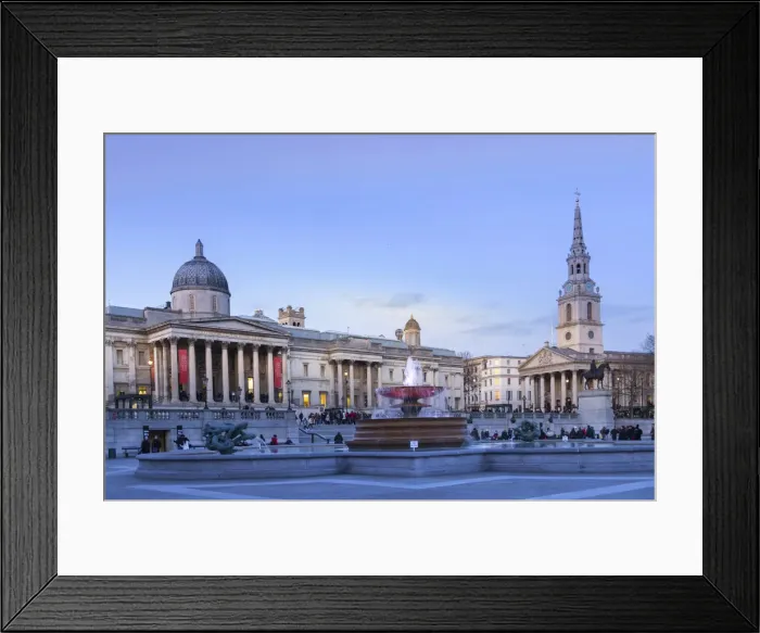 Framed Print : The Edwin Lutyens fountain, National Gallery and St Framed Print : The Edwin Lutyens fountain, National Gallery and St