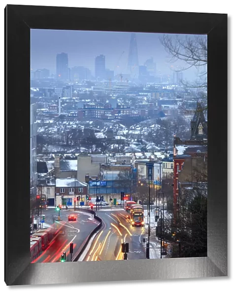 United Kingdom, England, London, Archway, elevated view of the skyline of London showing