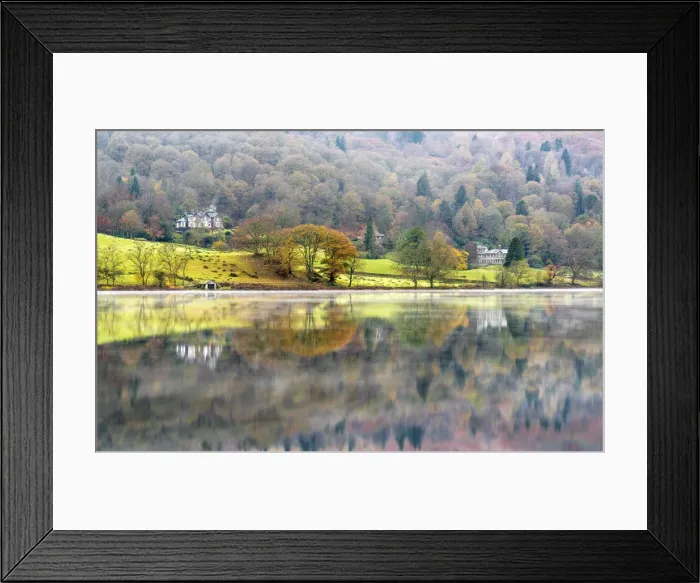 Framed Print : Morning mist on Grasmere, Cumbria, England
