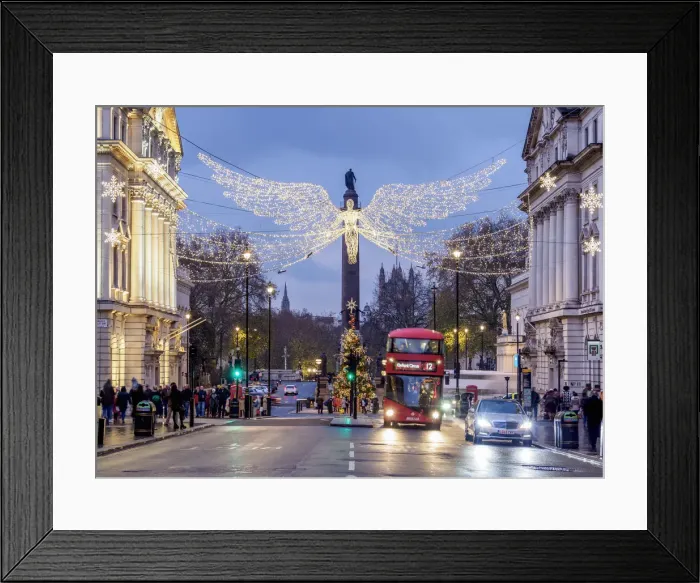 Framed Print : Regent Street with Christmas Illuminations at twilight, London, England, United Kingdom Framed Print : Regent Street with Christmas Illuminations at twilight, London, England, United Kingdom