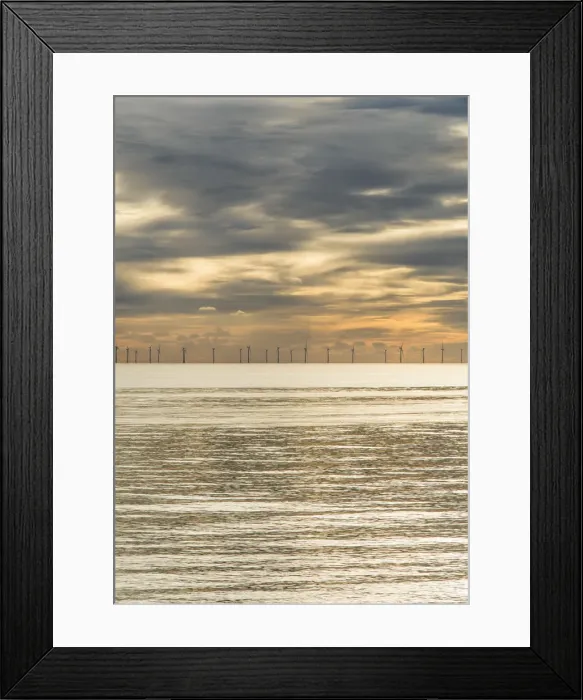 Framed Print : Offshore wind farm as viewed from Brighton beach, East Sussex, England Framed Print : Offshore wind farm as viewed from Brighton beach, East Sussex, England