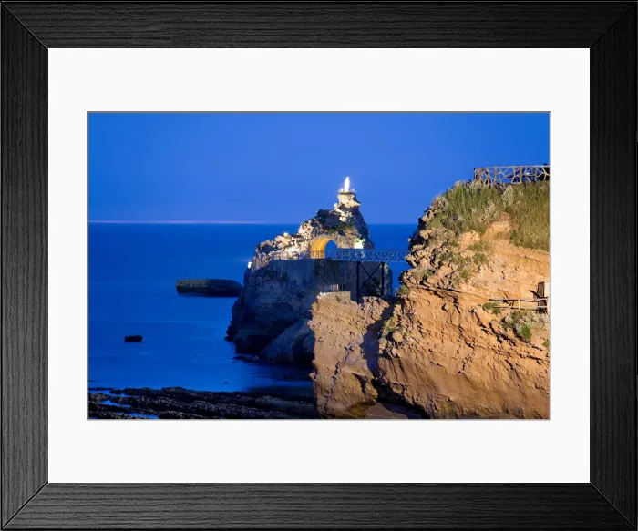 Framed Print : Rocher de la Vierge, port Vieux, Biarritz, the Basque Provinces, France Framed Print : Rocher de la Vierge, port Vieux, Biarritz, the Basque Provinces, France
