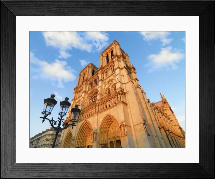 Framed Print : France, Paris, Notre Dame Cathedral Low view at sunset