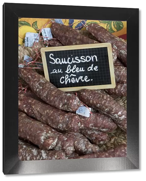 Sausage for sale in a market in rural Provence France