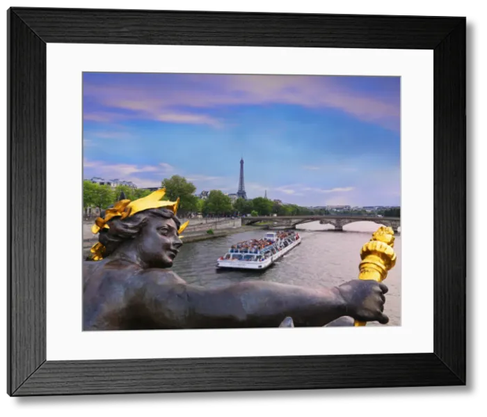Framed Print : France, Paris, Pont Alexandre III with Eiffel Tower in background at dusk Framed Print : France, Paris, Pont Alexandre III with Eiffel Tower in background at dusk