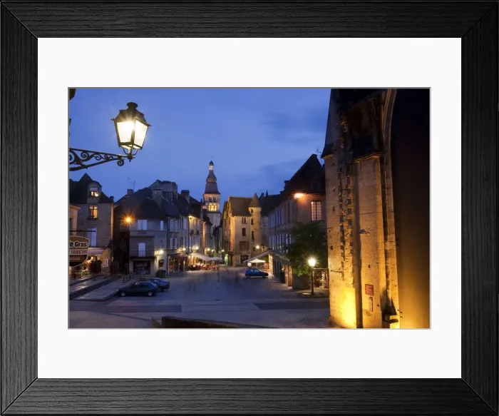 Framed Print : A night time cafe scene on the main square in Sarlat France Framed Print : A night time cafe scene on the main square in Sarlat France