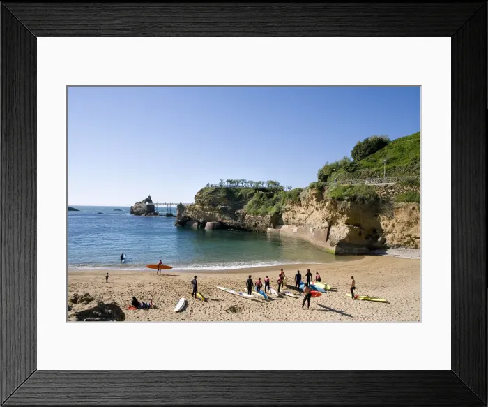 Framed Print : Surfer, port Vieux, Biarritz, the Basque Provinces, France