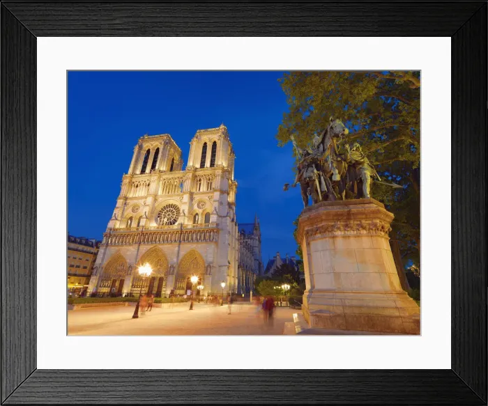 Framed Print : France, Paris, Notre Dame Cathedral illuminated at night
