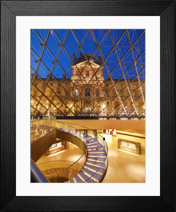 Framed Print : France, Paris, The Louvre, interior of museum illuminated at night( Framed Print : France, Paris, The Louvre, interior of museum illuminated at night(