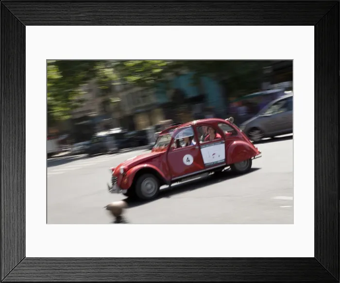 Framed Print : Tourists taking a tour of Paris in an old Citroen car with a retractable roof Framed Print : Tourists taking a tour of Paris in an old Citroen car with a retractable roof