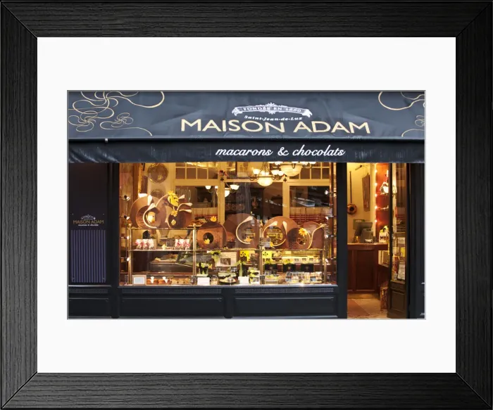 Framed Print : Macarons and chocolate shop in Saint Jean de Luz, Labourd, France Framed Print : Macarons and chocolate shop in Saint Jean de Luz, Labourd, France