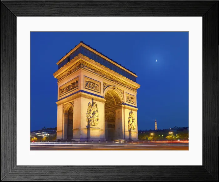 Framed Print : France, Paris, Arc de Triomphe and Eiffel Tower illuminated at night Framed Print : France, Paris, Arc de Triomphe and Eiffel Tower illuminated at night