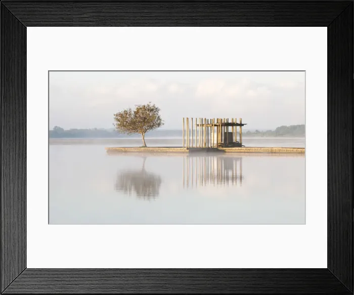 Framed Print : Jetty on the lake Azur, Les Landes, Franc Framed Print : Jetty on the lake Azur, Les Landes, Franc