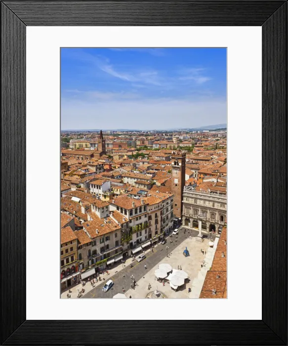 Framed Print : Italy, Veneto, Verona district, Verona. View from Lamberti tower. Piazza Erbe Framed Print : Italy, Veneto, Verona district, Verona. View from Lamberti tower. Piazza Erbe