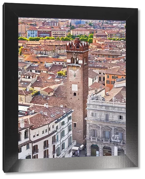 Italy, Veneto, Verona district, Verona. View from Lamberti tower. Piazza Erbe