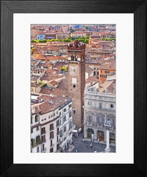 Framed Print : Italy, Veneto, Verona district, Verona. View from Lamberti tower. Piazza Erbe
