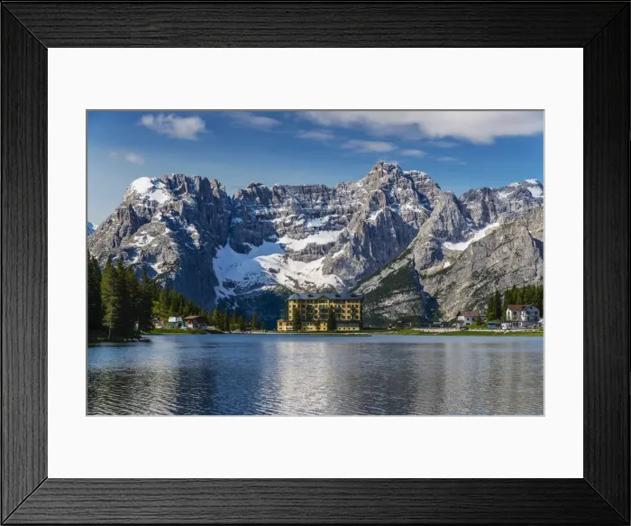 Framed Print : Lake Misurina with Sorapis mountain group behind, Dolomites, Cadore, Veneto, Italy Framed Print : Lake Misurina with Sorapis mountain group behind, Dolomites, Cadore, Veneto, Italy
