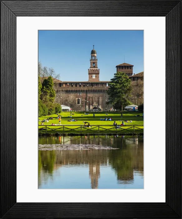 Framed Print : Sempione park with Castello Sforzesco medieval castle in the background, Milan, Lombardy Framed Print : Sempione park with Castello Sforzesco medieval castle in the background, Milan, Lombardy