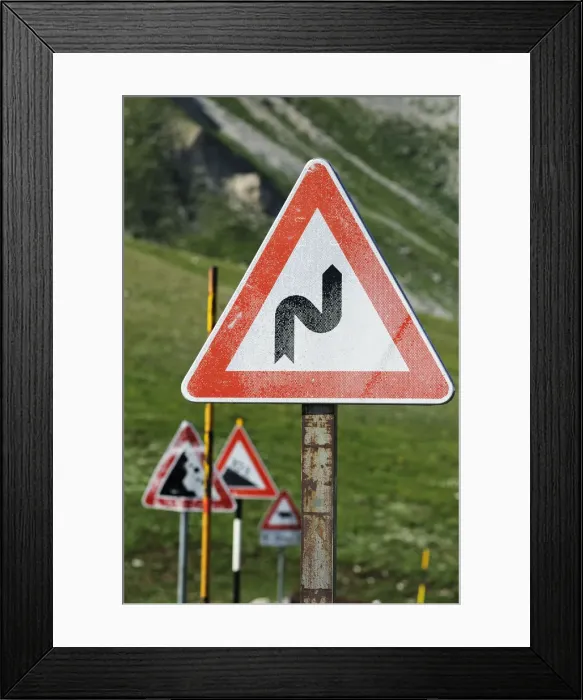 Framed Print : Traffic sign, Campo Imperatore, Gran Sasso National park, Abruzze, Italy Framed Print : Traffic sign, Campo Imperatore, Gran Sasso National park, Abruzze, Italy