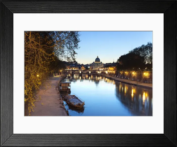 Framed Print : San Peters Basilica and Tiber River, Lazio, Italy