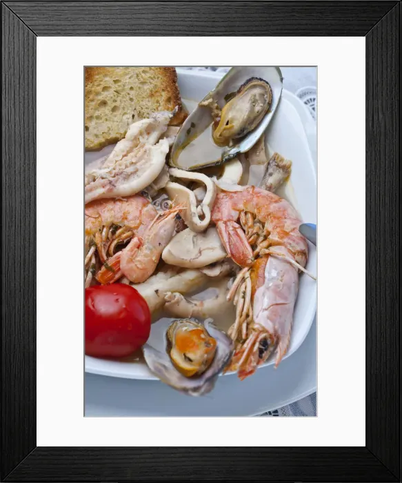 Framed Print : Italy, Marche, Ancona district, Parco del Conero, The brodetto, fish soup Framed Print : Italy, Marche, Ancona district, Parco del Conero, The brodetto, fish soup