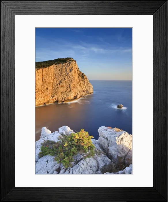 Framed Print : Italy, Sardinia, Sassari district, Alghero, Capo Caccia, characteristic white cliffs Framed Print : Italy, Sardinia, Sassari district, Alghero, Capo Caccia, characteristic white cliffs