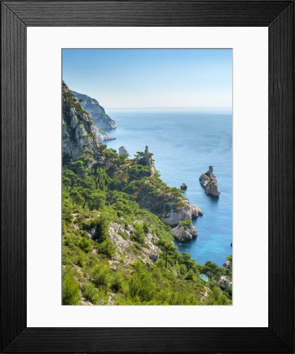 Framed Print : Mediterranean landscape at Calanque de Sugiton, Parc National des Calanques Framed Print : Mediterranean landscape at Calanque de Sugiton, Parc National des Calanques