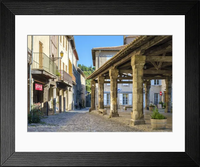 Framed Print : Covered market hall on main square of Lagrasse, Aude Department, Languedoc-Roussillon Framed Print : Covered market hall on main square of Lagrasse, Aude Department, Languedoc-Roussillon