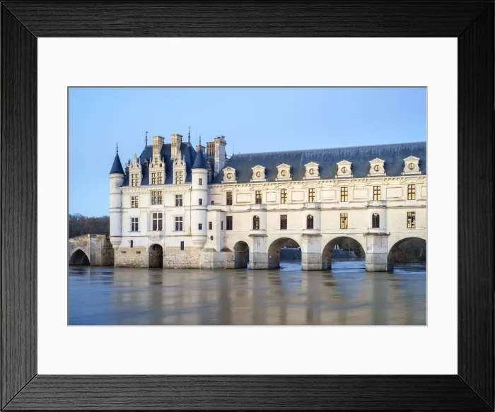 Framed Print : Chateau de Chenonceau over the Cher River at dusk, Chenonceaux, Indre-et-Loire, Centre Framed Print : Chateau de Chenonceau over the Cher River at dusk, Chenonceaux, Indre-et-Loire, Centre