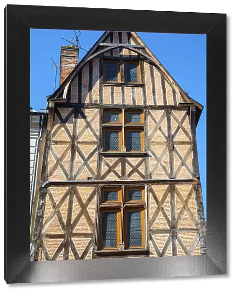 Old half-timbered and brick house, Tours, Indre-et-Loire, Centre, France