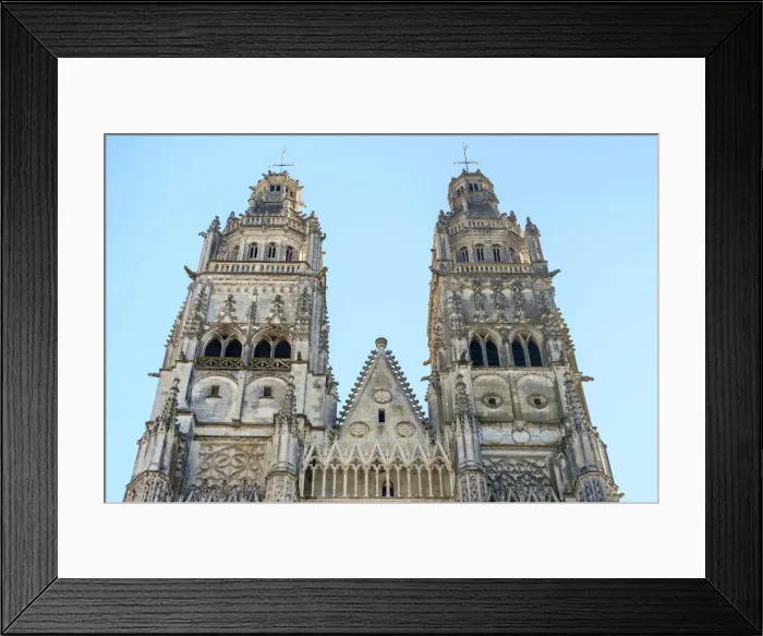 Framed Print : Front facade and bellowers of Cathedrale Saint-Gatien cathedral, Tours Framed Print : Front facade and bellowers of Cathedrale Saint-Gatien cathedral, Tours