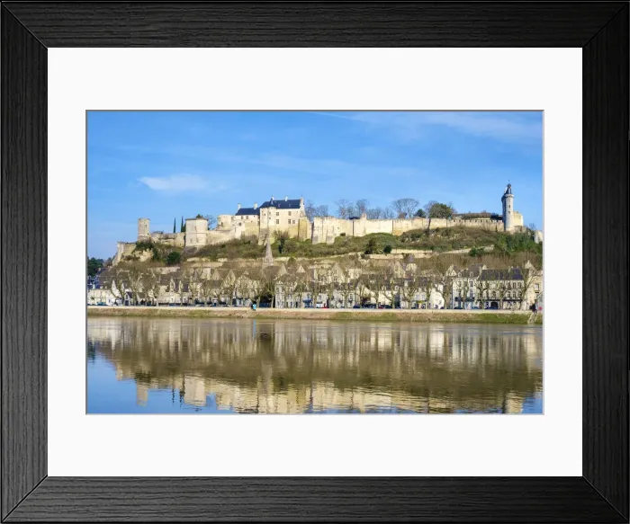 Framed Print : Forteresse Royale de Chinon above the town on the Vienne River, Chinon, Indre-et-Loire