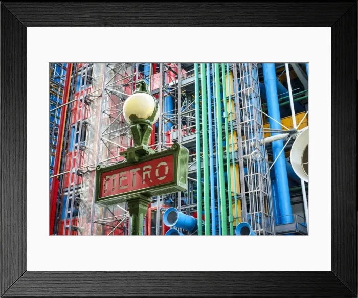 Framed Print : Metro Sign in front of Centre Georges Pompidou modern art museum, Paris, Ile-de-France, France Framed Print : Metro Sign in front of Centre Georges Pompidou modern art museum, Paris, Ile-de-France, France