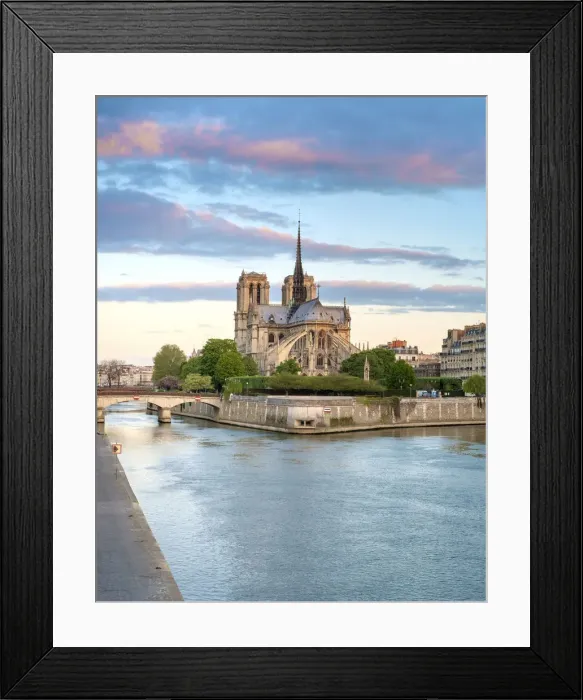 Framed Print : Notre Dame Cathedral on the banks of the Seine River at sunrise, Paris, Ile-de-France, France Framed Print : Notre Dame Cathedral on the banks of the Seine River at sunrise, Paris, Ile-de-France, France