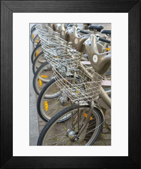 Framed Print : Velib public bicycle rentals, Paris, Ile-de-France, France Framed Print : Velib public bicycle rentals, Paris, Ile-de-France, France