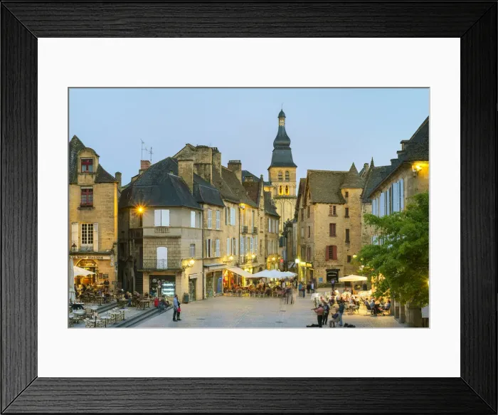 Framed Print : Place de la Liberte and tower of Cathedrale Saint-Sacerdos at dusk Framed Print : Place de la Liberte and tower of Cathedrale Saint-Sacerdos at dusk