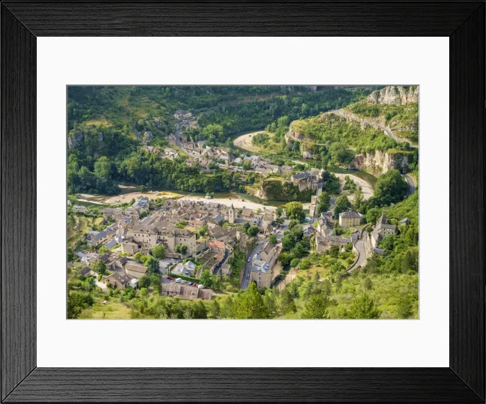 Framed Print : Town of Sainte-Enimie on the Tarn River in the Gorges du Tarn, Lozere