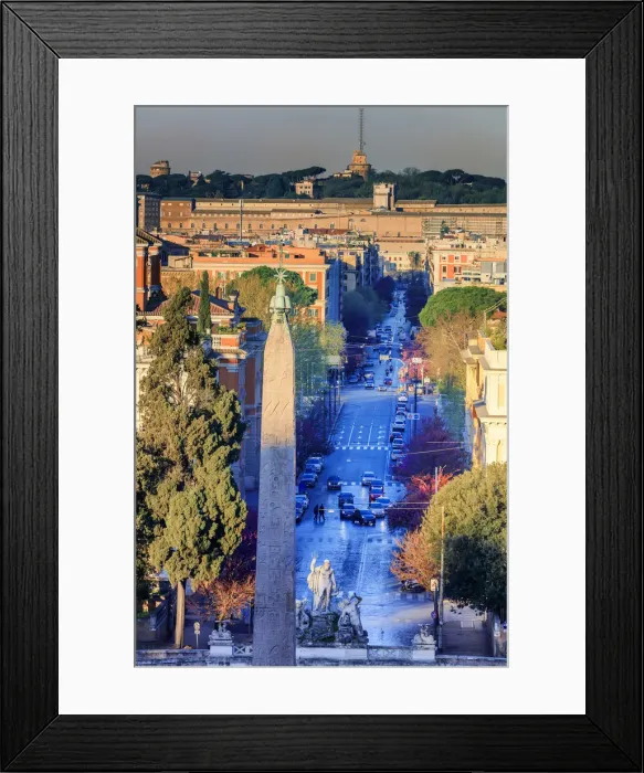 Framed Print : Italy, Rome, Popolo square at sunrise from Pincio viewpoint with St