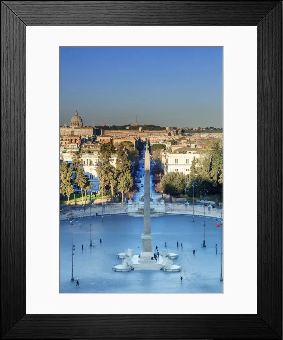 Framed Print : Italy, Rome, Popolo square at sunrise from Pincio viewpoint with St Framed Print : Italy, Rome, Popolo square at sunrise from Pincio viewpoint with St