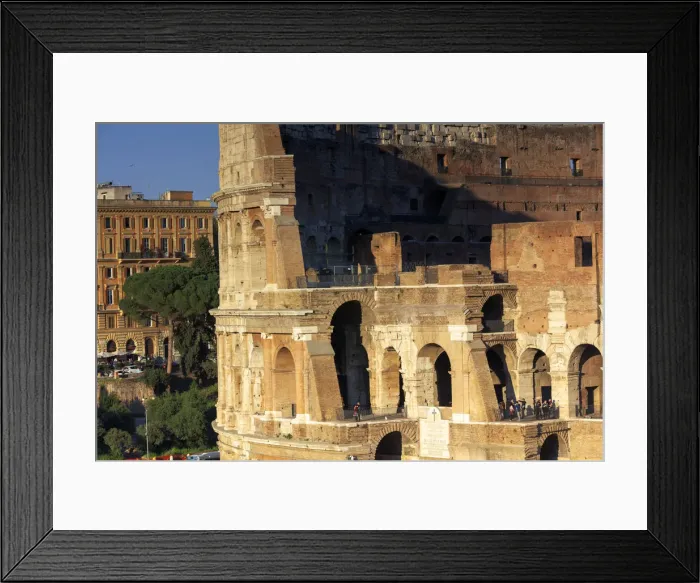 Framed Print : Italy, Rome, Colosseum detail at sunset