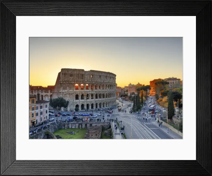 Framed Print : Italy, Rome, Colosseum and Roman Forum at sunset