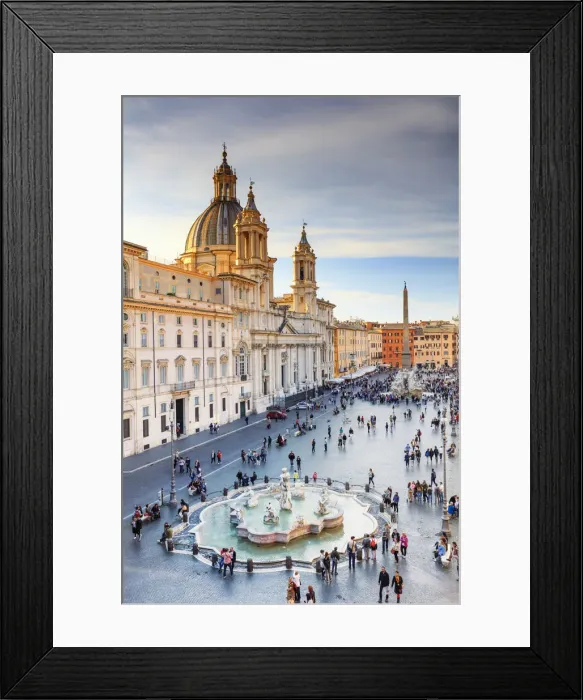 Framed Print : Italy, Rome, Navona square with Sant Agnese in Agone church and 4 rivers fountain Framed Print : Italy, Rome, Navona square with Sant Agnese in Agone church and 4 rivers fountain