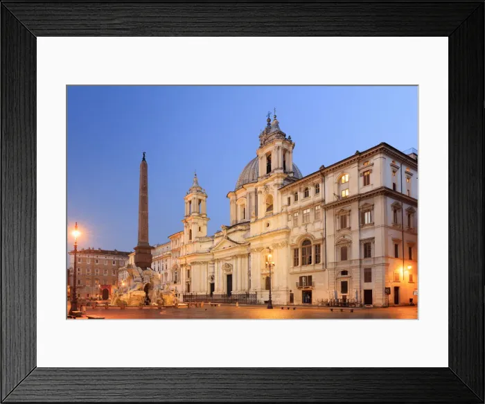 Framed Print : Italy, Rome, Navona square with Sant Agnese in Agone church and 4 rivers fountain Framed Print : Italy, Rome, Navona square with Sant Agnese in Agone church and 4 rivers fountain